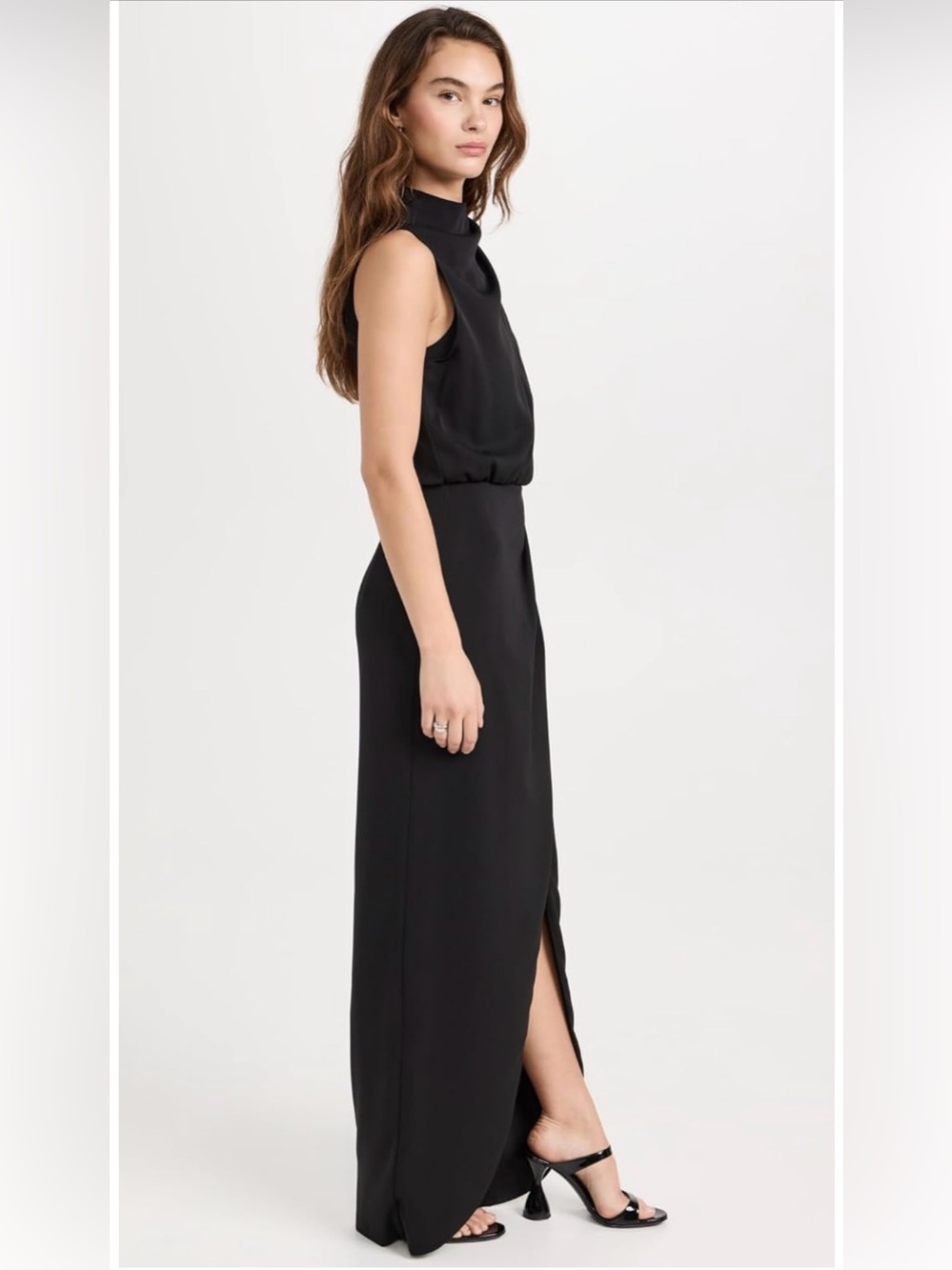 Black Halo Black One-Shoulder Ruched Waist Maxi Dress - Picture 3 of 6